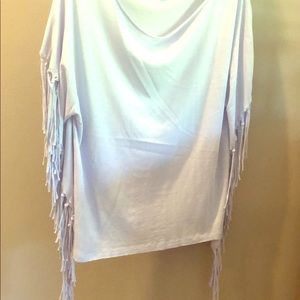 Light Blue flowy tassel shirt